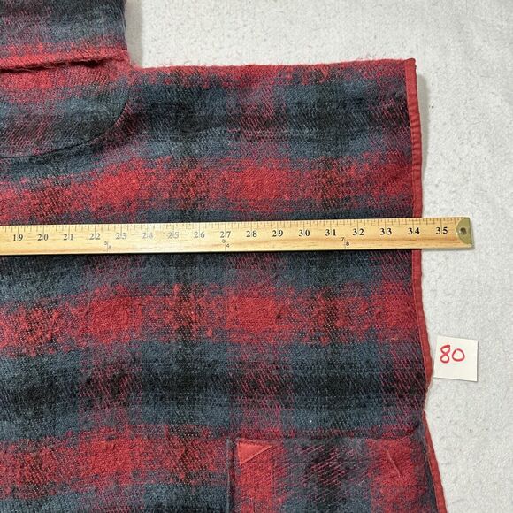 BCBGeneration Women's One Size Poncho Sweater Turtleneck Red Gray Striped Tunic - Picture 6 of 10